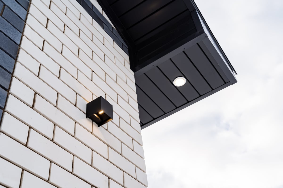 House Govee exterior lighting design at dusk