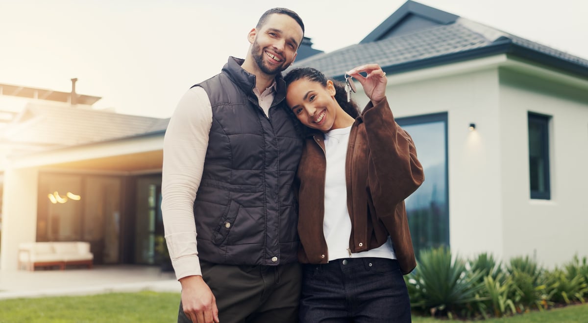 Happy couple by their new home customer review